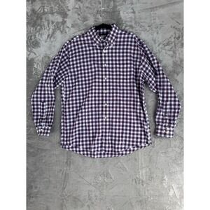 Brooks Brothers Shirt Mens Large Purple Gingham Button Up Long Sleeve